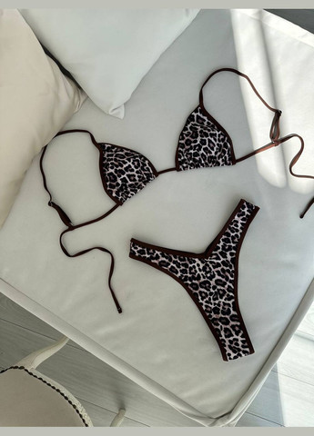 Комбінований літній стильний купальник з леопардовим принтом роздільний No Brand