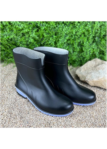 Черные гумовi жiночi чоботи короткi e-00863-3 чорнi Litma