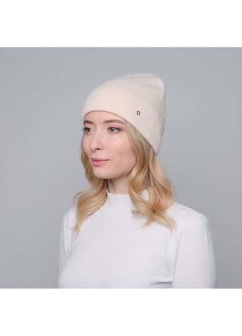 Шапка бини женская ангора бежевая JUNE LuckyLOOK 001-046 (322791339)