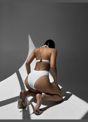 Білий літній відкритий жіночій суцільний купальник суцільний Ghazel