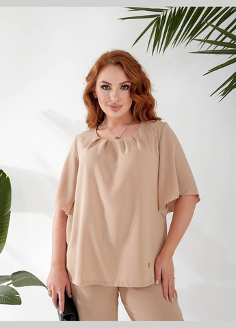 Женский элегантный брючный костюм из американского крепа (Мод. 298) Бежевый, 58-60 Sofia (341322516)