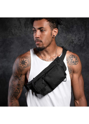 Якісна та надійна тактична сумка-бананка із міцної та водонепроникної тканини чорна через плече No Brand (366238926)