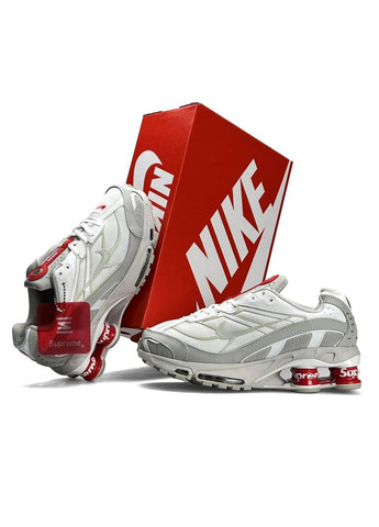 Сірі Осінні кросівки чоловічі nike x No Brand Supreme Shox Ride 2 SP Grey White Red