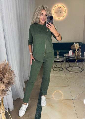 Жіночий костюм з асиметричною кофтинкою на блискавці та завуженими штанами Україна (328392062)