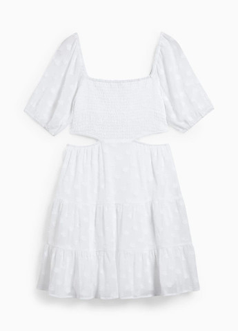 Белое кэжуал платье с вырезами C&A однотонное