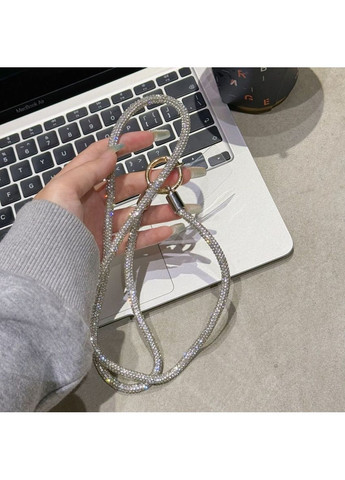 Блискучий ремінець-шнурок для телефону зі стразами на шию через плече. Сріблястий No Brand (328958138)