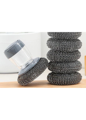 Щетка металлическая с дозатором моющего средства Губка для мытья посуды 10 х 9 см No Brand (315632984)