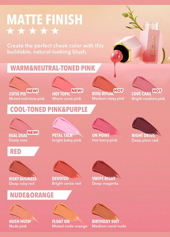 Рідкі матові рум'яна Color Bloom Liquid Blush Sheglam (311656878)