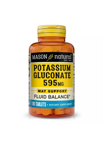 Potassium Gluconate 595 mg 100 Tabs Mason Natural (288050745)