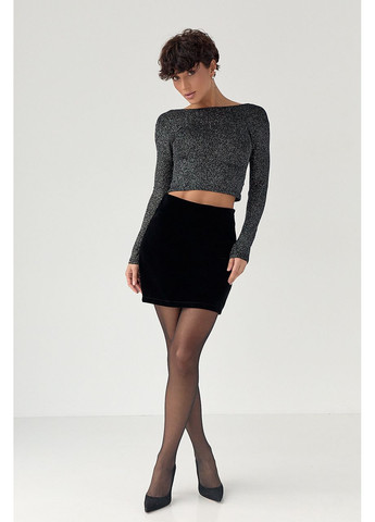 Черная короткая бархатная юбка Lurex