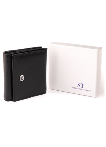 Жіночий гаманець із натуральної шкіри з монетницею 19256 Чорний st leather (306881651)