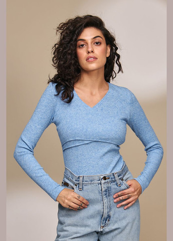 Голубой джемпер для беременных и кормящих из теплого трикотажа Юла мама (303899526)