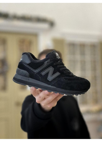 Чорні Зимовий кросівки чоловічі new balance 574 black 1 нью беланс 574 No Brand