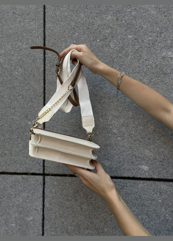 Жіноча сумка крос-боді на широкому ремінці коричнева No Brand (303323054)