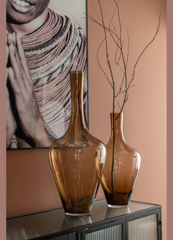 Ваза скляна коричневого кольору висота 71 см Бельгія (23352) J-Line (305394730)