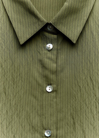 Оливковковая (хаки) повседневный рубашка в полоску Zara