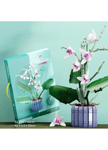 Конструктор 3D Квітка Орхідея, 728 деталей, пластиковий, для розвитку, творчості та декору кімнати No Brand (364191373)