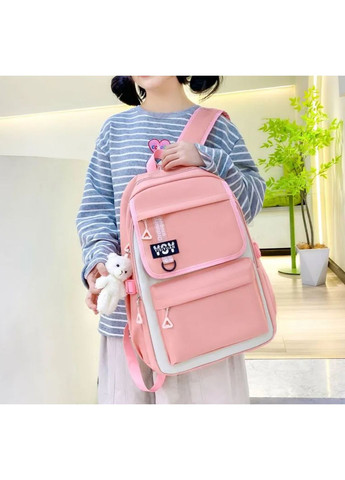 Шкільний набір 5 в 1 рюкзак, сумка-шопер, пенал, сумочка-клатч через плече, сумочка-мішечок рожевий 1309 No Brand (362475097)