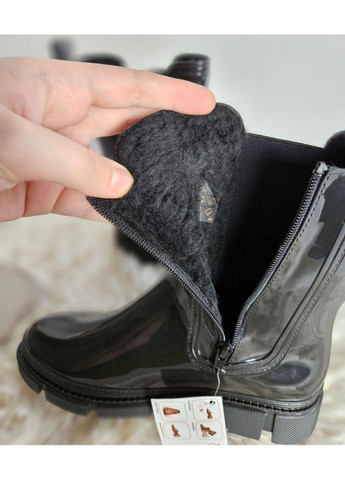 Черные резиновые сапоги челси утепленные Rieker