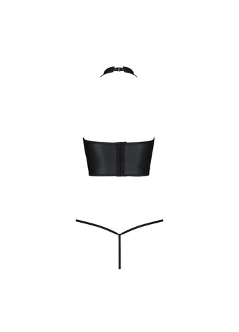 Чорний демісезонний комплект білизни з відкритими грудьми genevia set with open bra black - cherrylove Passion