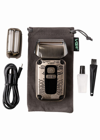 Електробритва V-337 акумуляторна з двома бритвиними головками USB зарядка нержавіюча сталь 800 мАг VGR (322340329)