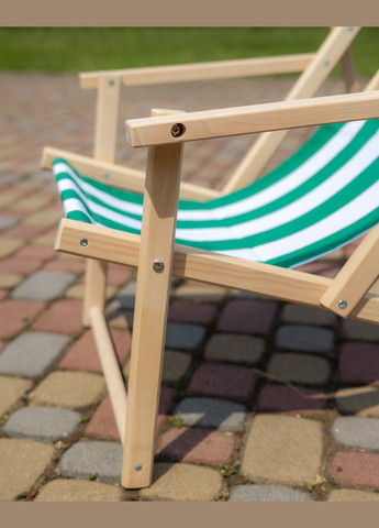 Шезлонг дерев'яний розкладний XRmaster У зелено-білу смужку No Brand (338427250)