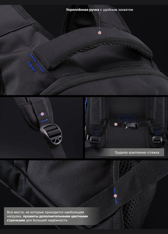 Підлітковий рюкзак з ортопедичною спинкою чорний з usb портом для хлопців (90-106 B) Winner (295544651)