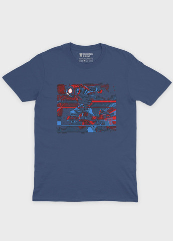 Темно-синяя демисезонная футболка для мальчика с принтом супергероя - человек-паук (ts001-1-nav-006-014-024-b) Modno