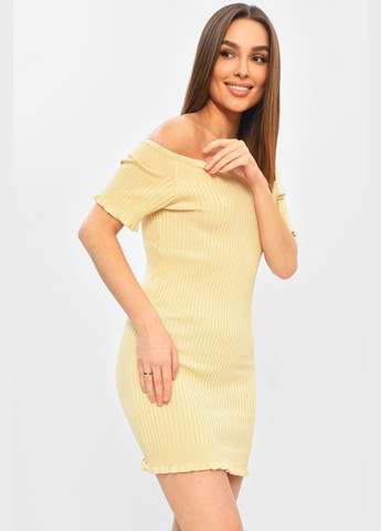 Бежевое повседневный платье женское однотонное в рубчик бежевого цвета силуэтная Let's Shop однотонное