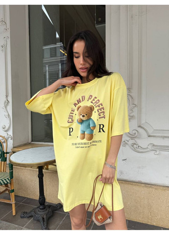 Стильная женская футболка oversize с милым принтом мишки Україна - (358644057)