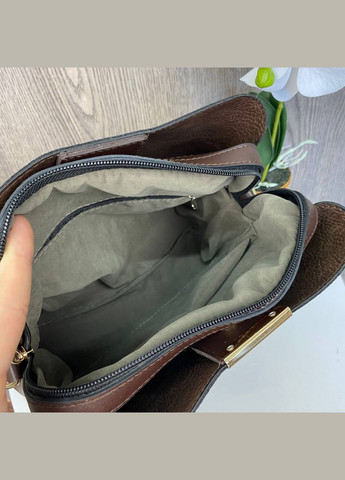 Женская городская сумочка с широким ремешком Коричневый (1096ДКк) No Brand сумка (338431518)