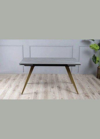 Стол Стар обеденный раскладной 1400/2000x800x750 серый мат золотые ноги Prestol (352267747)