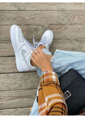 Белые летние кроссовки nike air force 1 white reflective 3 найк аир форс 1 No Brand