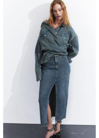 Жіноча джинсова спідниця з розрізом Н&М (56803) XS Синя H&M (285734956)