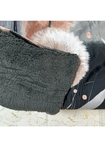 Двосторонній Плед "Comfort & Style" (Велюр + Teddy Fur), розмір 150*210 см темно сірого кольору з малюнком No Brand (366561119)