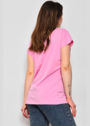 Рожева літня футболка жіноча напівбатальна з написом рожевого кольору Let's Shop