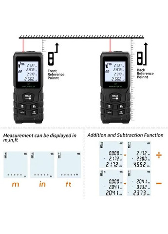 Лазерный дальномер Hauptson HS-L70 (70 м) с LCD-дисплеем, памятью - электронная рулетка для измерения расстояния, площади. China (358500954)