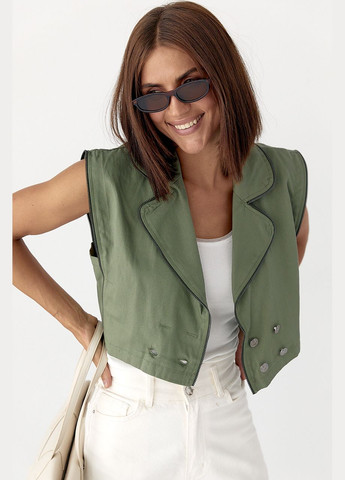 Короткий котоновый жилет украшен молниями Lurex (343277211)