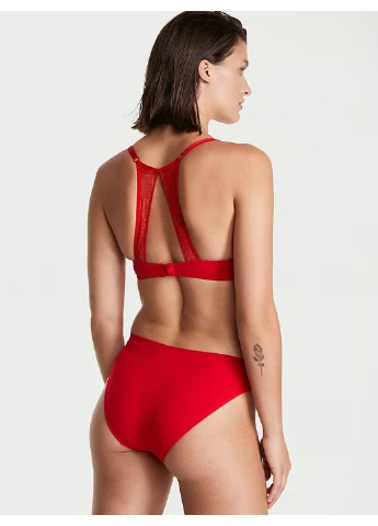 Трусики-бікіні жіночі з мікрофібри Seamless Bikini Panty червоні Victoria's Secret (385545724)