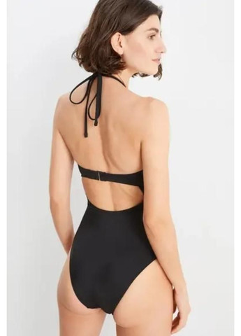 Черный красивый сплошной купальник слитный C&A суцільний купальник