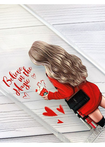 Прозорий чохол на Xiaomi Redmi 13 Дівчина з кавою (принт 137) CASE CONTROL (360708990)