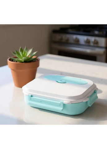 Ланч-бокс пищевой 1.6 л из нержавеющей стали 304, большой контейнер на 4 отделения, герметичный, стильный голубой No Brand (364191290)