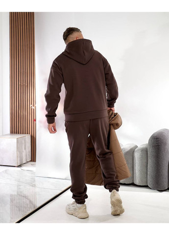 Коричневый демисезонный костюм тринитка на флисе (жилет, тощи, брюки), цвет коричневый Fashion