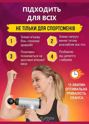 Вибромассажер перкуссионный FASCIAL GUN GB-820 для глубокого мышечного массажа с насадками Серый VTech (332622386)