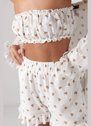 Летний костюм-тройка украшенный сердечками Lurex (296889469)