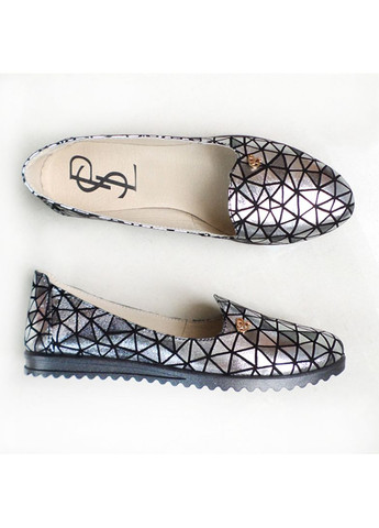 Женские балетки женские серебристые. размер 36 (23см). Slip | серебристые абстрактные натуральная кожа (359403336)