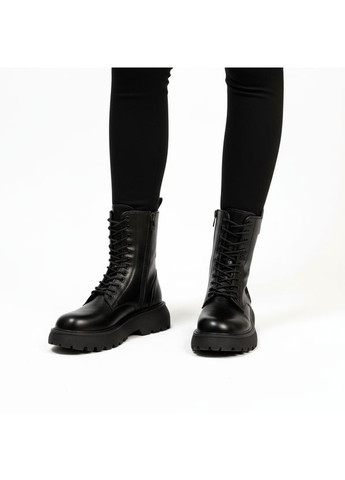 Черные осенние женские кожаные ботинки демисезонные 1734 черные Fabio Monelli