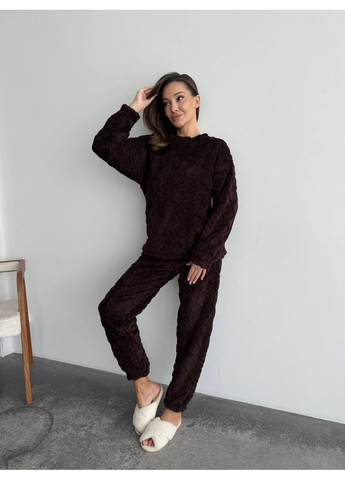 Женский теплый домашний костюм коричневого цвета 35729 No Brand (366530969)