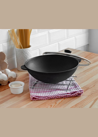 Чавунна сковорода WOK 3,7 л з чавунною кришкою Brizoll (322732499)