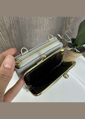 Маленька жіноча сумочка клатч на плече зі знімним ременем сірий (sku_1281С) No Brand (330576028)